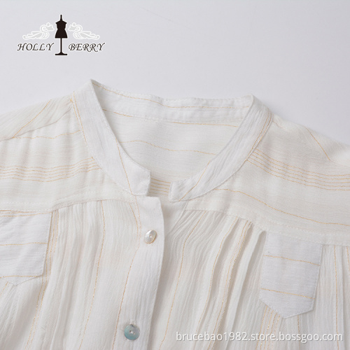 Single-breasted V-neck Woven Breathable White Lady Vest